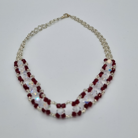 Collier Handmade - rot/klar