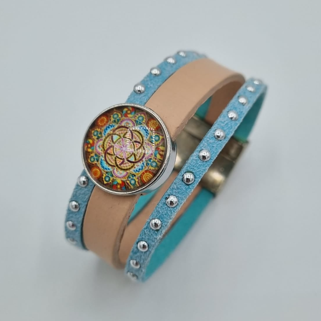 Armband Handmade - beige/hellblau