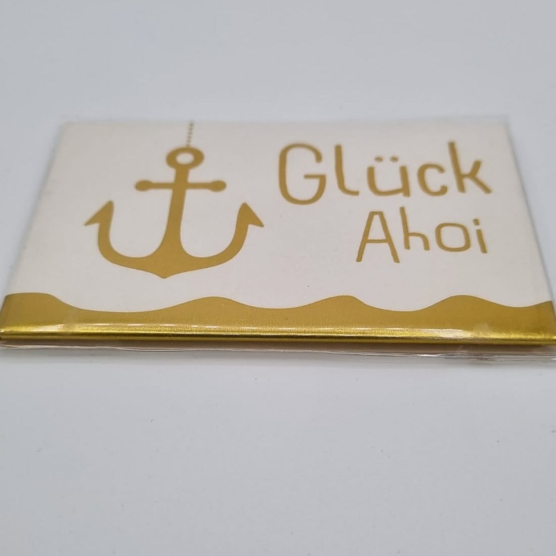 Magnet mit Goldfolie -  Glück Ahoi