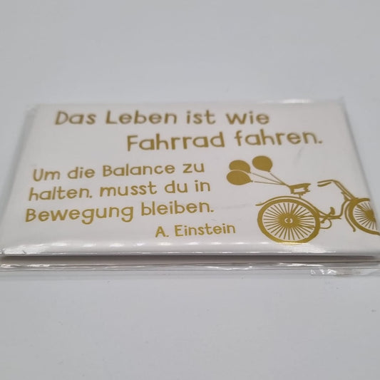 Magnet mit Goldfolie -  Das Leben ist wie Fahrrad fahren,....