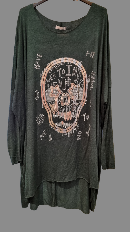 Oversize Longshirt mit Skull