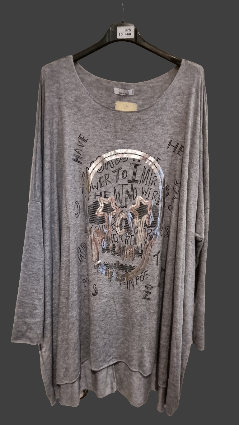 Oversize Longshirt mit Skull