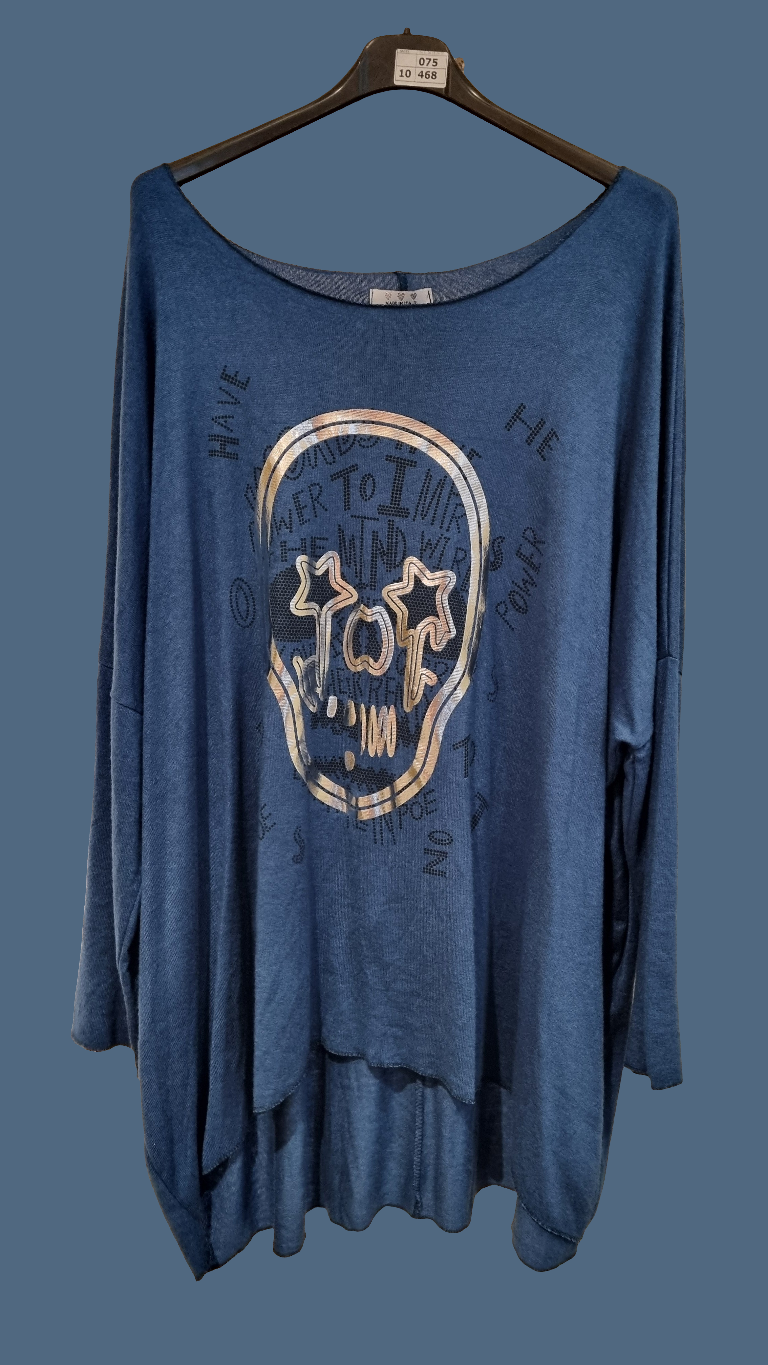 Oversize Longshirt mit Skull