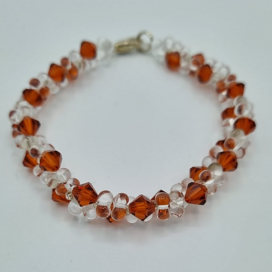 Armband Orange/glasklar - Handmade